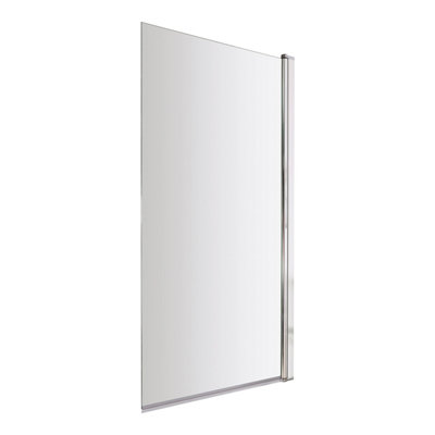 Square 6mm Toughened Safety Glass Reversible Straight Shower Bath Screen - Chrome - Balterley