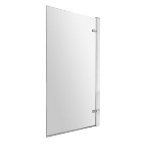 Square 8mm Toughened Safety Glass Reversible Hinged Straight Shower Bath Screen - Chrome - Balterley