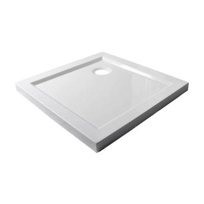 Square 900x900 Shower Tray Stone Resin White Finish Slimline 40 mm - 4