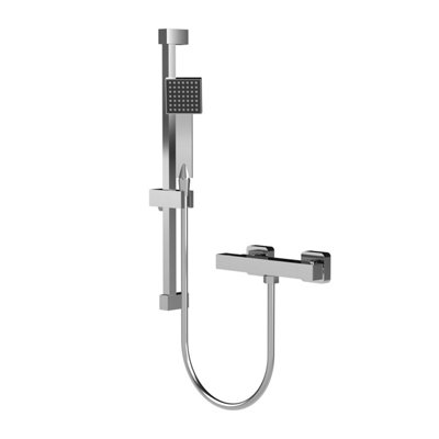 Square Bar Valve and Slide Rail Shower Kit - Chrome - Balterley