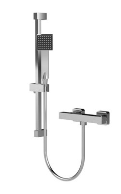 Square Bar Valve and Slide Rail Shower Kit - Chrome - Balterley