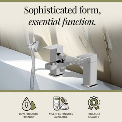 Square Bath Shower Mixer Tap with Shower Kit - Chrome - Balterley