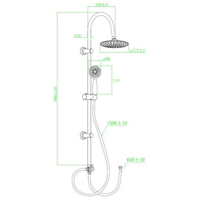 Square Bathroom Shower Kit with Over Head Fixed Shower & Adjustable Shower Rail Column