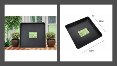 Square Black Gravel Potting Tray Garland Plant Pot Greenhouse Tray 60 x 60 x 7cm