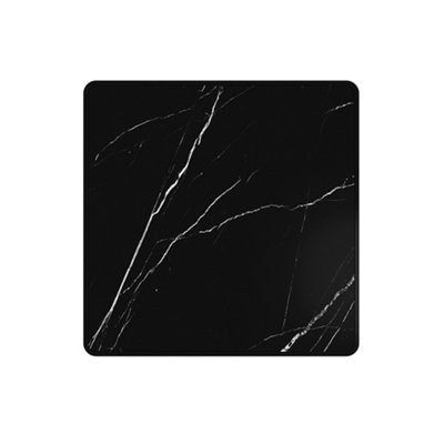 Square Black Marble Texture Wooden Folding Table Dining Table with Metal Leg for Outdoor 60X60CM