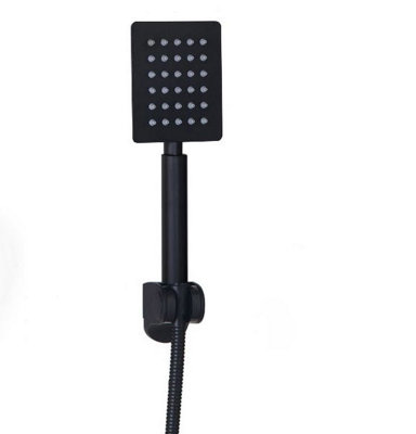 Square Black Matt Handset 1.5m Shower Hose Handset Holder For Bath Mixer Tap