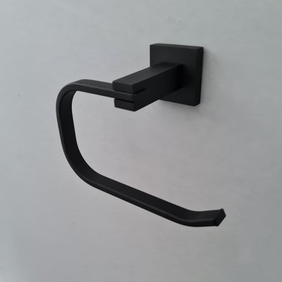 Square Black Toilet Roll Holder Bathroom Stylish Black Matt Toilet Roll Holder Accessory - 3