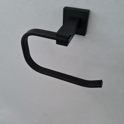 Square Black Toilet Roll Holder Bathroom Stylish Black Matt Toilet Roll Holder Accessory - 4
