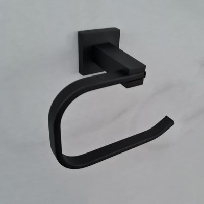 Square Black Toilet Roll Holder Bathroom Stylish Black Matt Toilet Roll Holder Accessory - 5