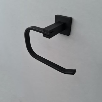 Square Black Toilet Roll Holder Bathroom Stylish Black Matt Toilet Roll Holder Accessory - 7