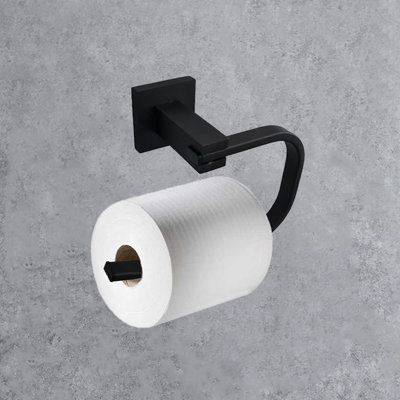 Square Black Toilet Roll Holder Bathroom Stylish Black Matt Toilet Roll Holder Accessory - 8