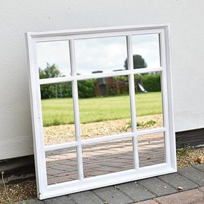 Square Black Window Style Box Wall Mirror 61x61