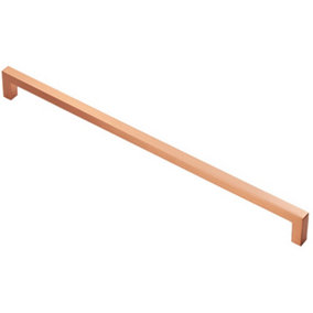 Square Block Handle Pull Handle 330 x 10mm 320mm Fixing Centres Satin Copper