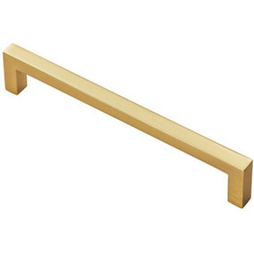 Square Block Pull Handle 170 x 10mm 160mm Fixing Centres Satin Brass