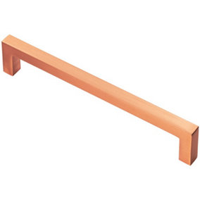 Square Block Pull Handle 170 x 10mm 160mm Fixing Centres Satin Copper