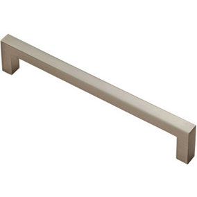 Square Block Pull Handle 170 x 10mm 160mm Fixing Centres Satin Nickel