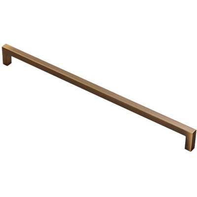 Square Block Pull Handle 330 x 10mm 320mm Fixing Centres Antique Brass