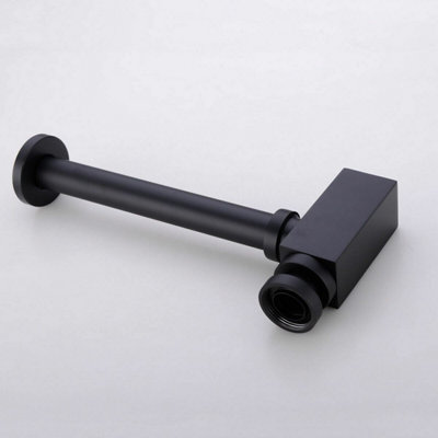Square Bottle Trap & Outlet Pipe Bathroom Basin Sink Brass Matte Black - 3