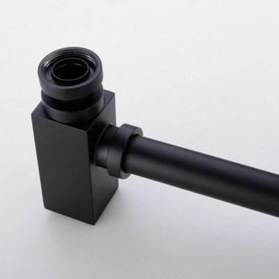 Square Bottle Trap & Outlet Pipe Bathroom Basin Sink Brass Matte Black - 4