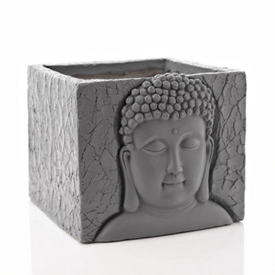 Square Buddha Cement Effect Planter