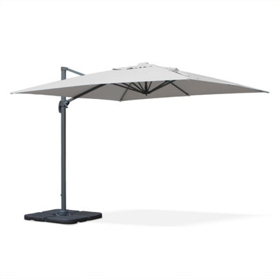 Square cantilever parasol 3x3m Falgos Light grey DIY at B&Q
