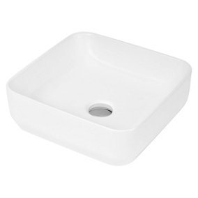 Square Ceramic Countertop Vessel without Overflow - 365mm - Balterley