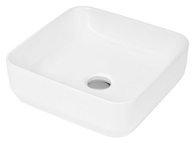 Square Ceramic Countertop Vessel without Overflow - 365mm