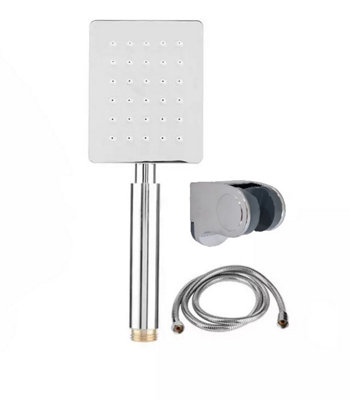 Square Chrome Finish Handset 1.5m Shower Hose Handset Holder For Bath Mixer Tap Price Comparisons | Compare The Build