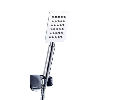 Square Chrome Finish Handset 1.5m Shower Hose Handset Holder For Bath Mixer Tap - 4