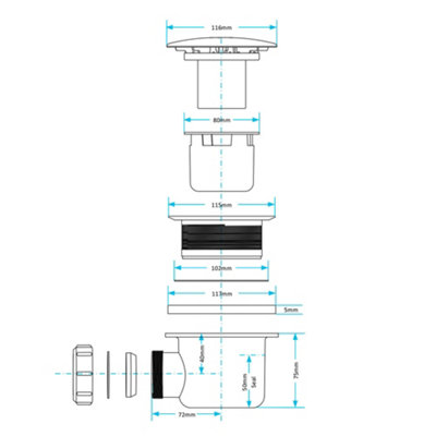 Square Chrome Thermostatic Overhead Shower Kit with Lucia Basin Mixer Tap Set & Shower Waste