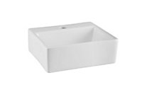 Square Compact 1 Tap Hole Ceramic Countertop Vessel without Overflow - 335mm - Balterley