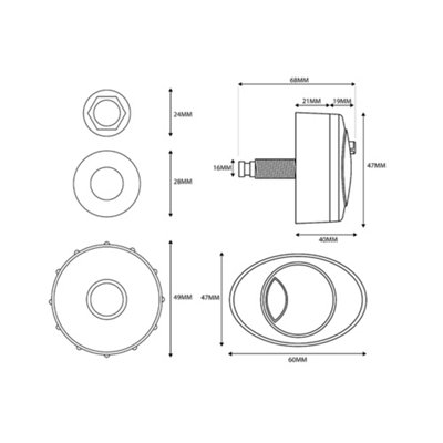 Square Compact Back to Wall Toilet Pan with Soft Close Slim Seat and Concealed Cistern Black Oval Push Button - 4