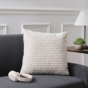 Square Corduroy Soft Decorative Throw Pillow Cover Cushion Covers Pillowcase Beige 45cm x 45cm