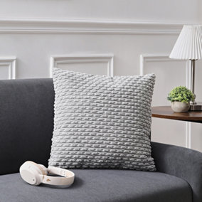 Square Corduroy Soft Decorative Throw Pillow Cover Cushion Covers Pillowcase Light Grey 45cm x 45cm