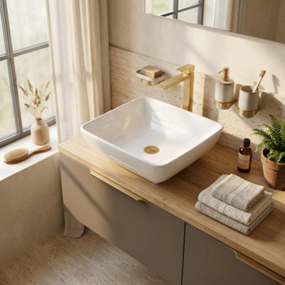 Square Countertop White Basin 420mm
