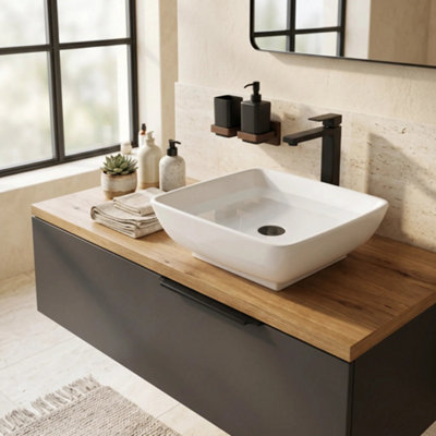 Square Countertop White Basin 420mm