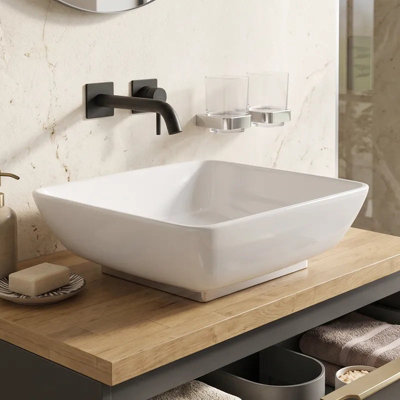 Square Countertop White Basin 420mm
