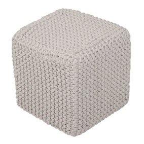 Square Cube Knitted Pouffe Chunky Seat Footstool Ottoman 100% Cotton Handmade