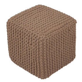 Square Cube Knitted Pouffe Chunky Seat Footstool Ottoman 100% Cotton Handmade