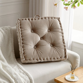 Square Cushion Throw Pillow Italian Velvet Sofa Decorative Soft Pillow Khaki 60cm x  60cm
