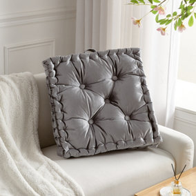 Square Cushion Throw Pillow Italian Velvet Sofa Decorative Soft Pillow Smoke Grey 60cm x  60cm