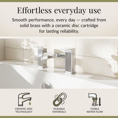 Square Deck Mounted Bath Filler Tap - Chrome - Balterley