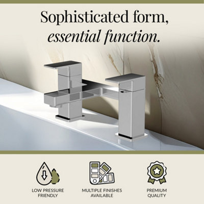 Square Deck Mounted Bath Filler Tap - Chrome - Balterley - 3