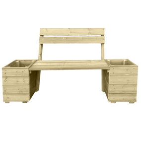 Square Decking Planters & Bench Combination without Lids