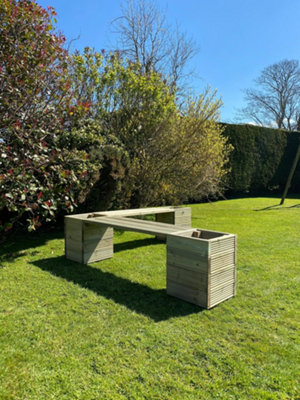 Square Decking Planters & Corner Bench Combination without Lids