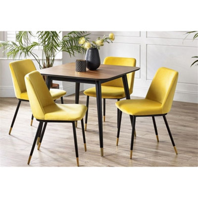 Square Dining Table & 4 Delaunay Mustard Dining Chairs | DIY at B&Q