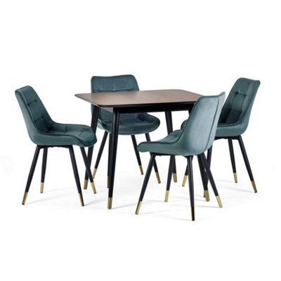 Square Dining Table & 4 Hadid Green Chairs