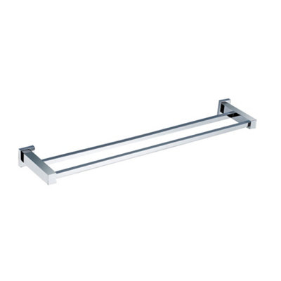 Square Double Towel Rail Chrome