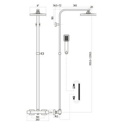 Square Drench Rigid Riser Mixer Shower Thermostatic - 5