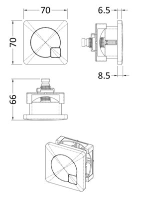 Square Dual Flush Push Button (For use with Concealed Toilet Cistern - Not Included) - 70mm - Chrome - Balterley